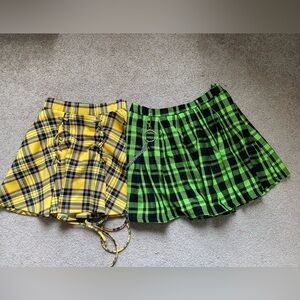 Hot topic Plaid Mini Skirt Set in Green and Yellow